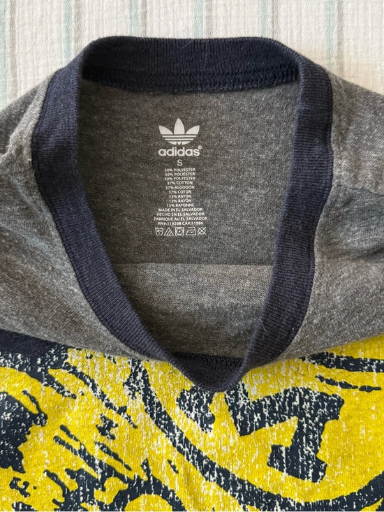 Adidas Women's T-shirt Small Univ of Michigan Ringer Retro Logo Navy/Gray/White - Picture 4 of 6